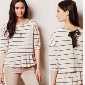 Anthropologie 9-H15 STCL cream and black striped sweater top, small